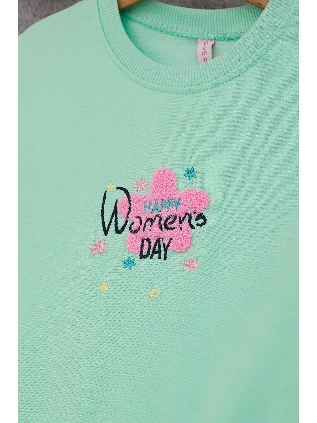 Yeşil Çiçek Nakışlı Kız Çocuk Kız Çocuk Sweatshirt 17192-1