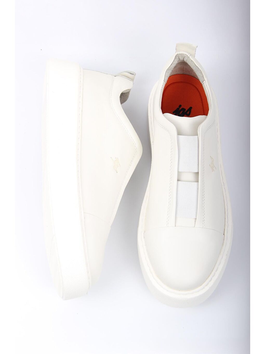 Ekru Krem Slip-On Erkek Ayakkabı Bağcıksız Kalın Taban Günlük Model-2