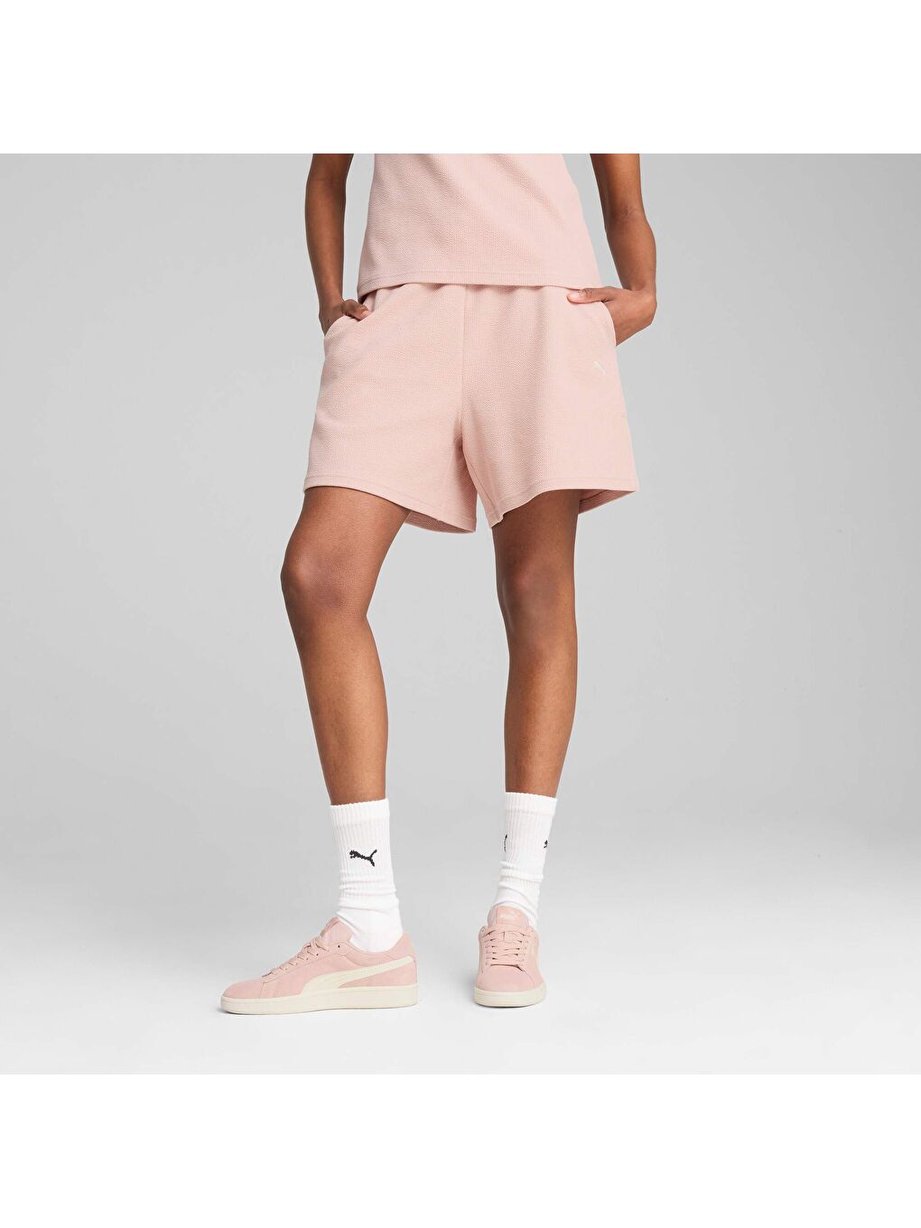 Pembe HER Kadın Yüksek Bel Şort-4