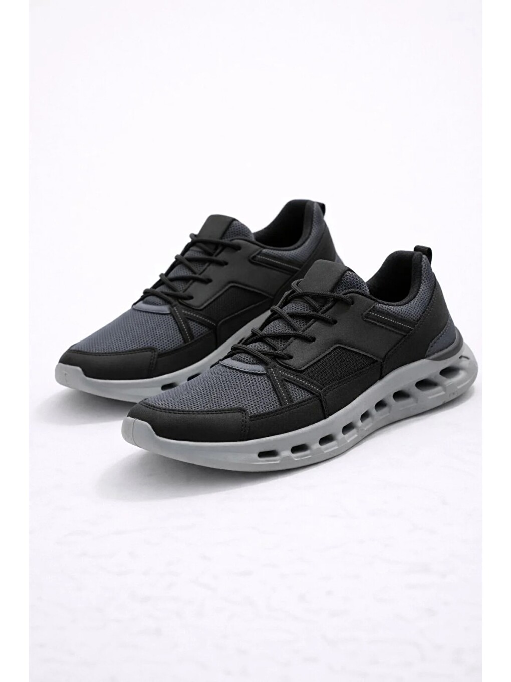 Gri Erkek Beyaz Street Style Sneaker Hafif Esnek Taban Günlük Kullanım Spor Yürüyüş Ayakkabısı
