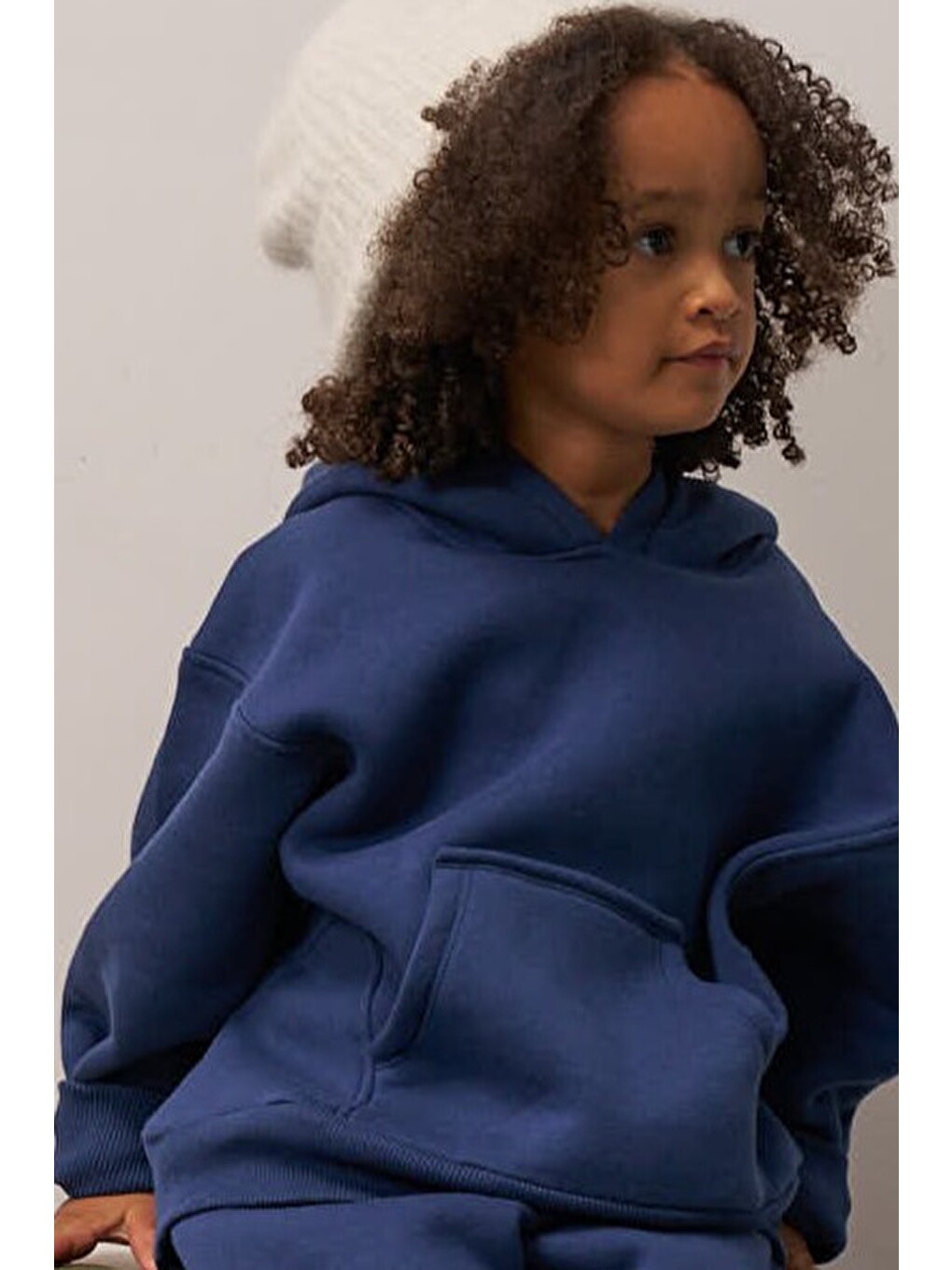 Lacivert Kanguru Cepli Kapüşonlu Sweatshirt-1