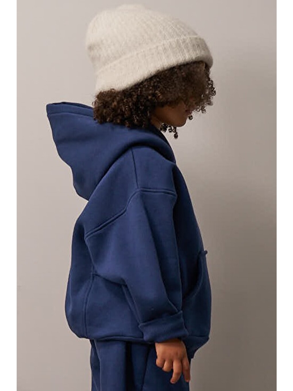 Lacivert Kanguru Cepli Kapüşonlu Sweatshirt-2