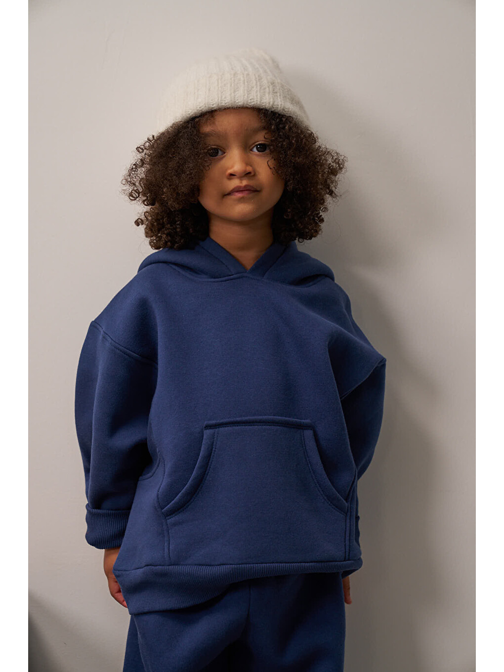 Lacivert Kanguru Cepli Kapüşonlu Sweatshirt-3