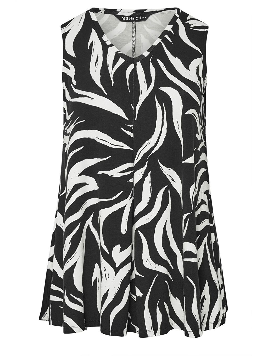 Siyah Büyük Beden V Yaka Sıfır Kol Pileli Desenli Elastanlı Bluz 303417-5