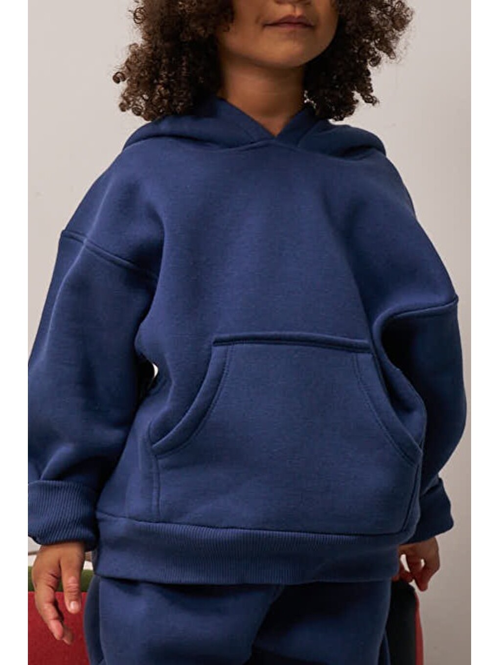 Lacivert Kanguru Cepli Kapüşonlu Sweatshirt-4
