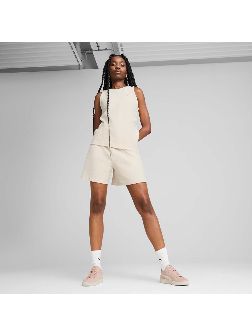 Beyaz HER Kadın Yüksek Bel Şort-1