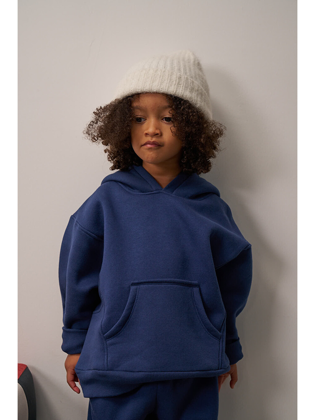 Lacivert Kanguru Cepli Kapüşonlu Sweatshirt-5