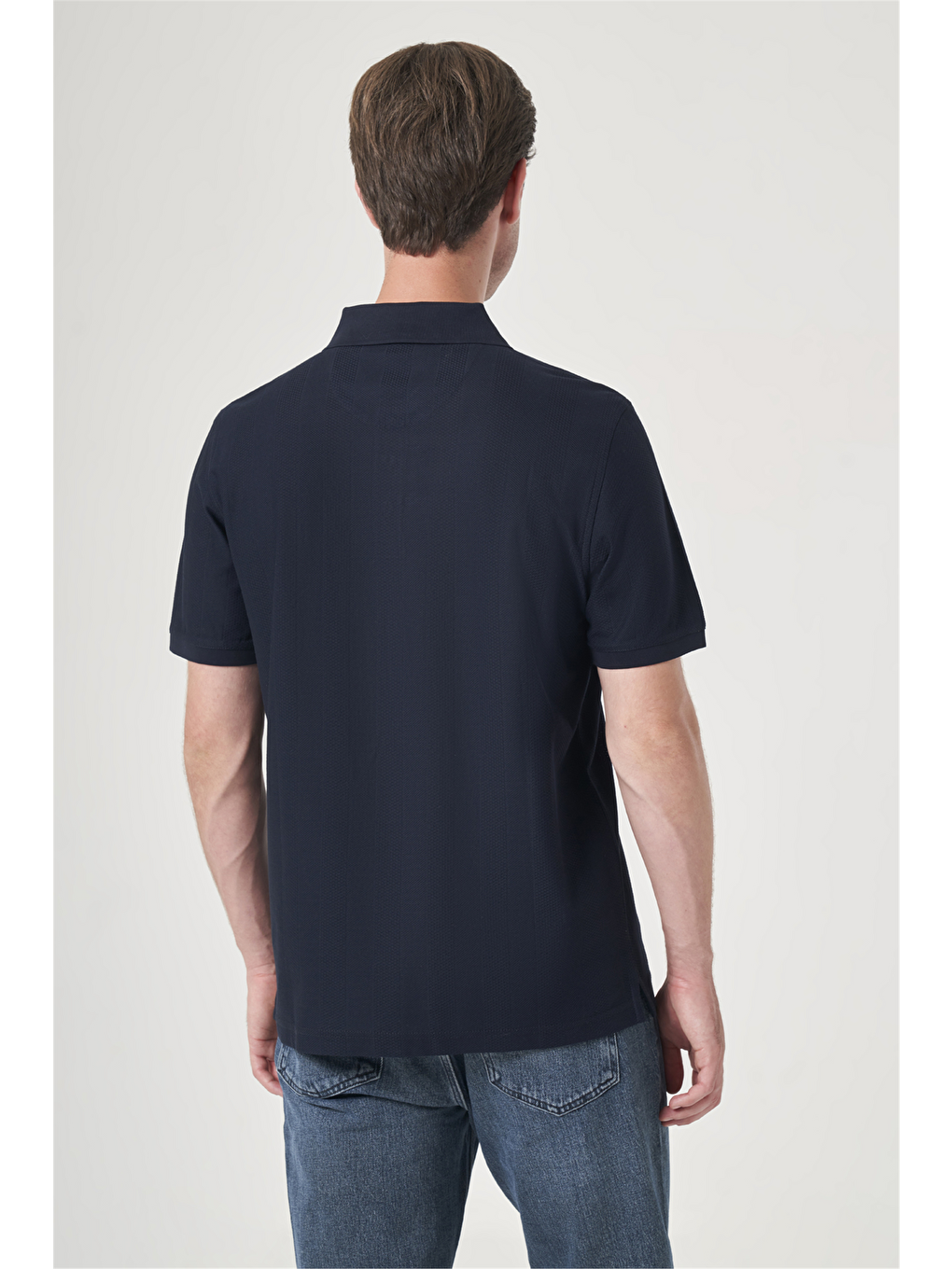 Lacivert Polo Yaka Kısa Kol Cepsiz Comfort Fit %100 Pamuk Tişört 1011260162-4