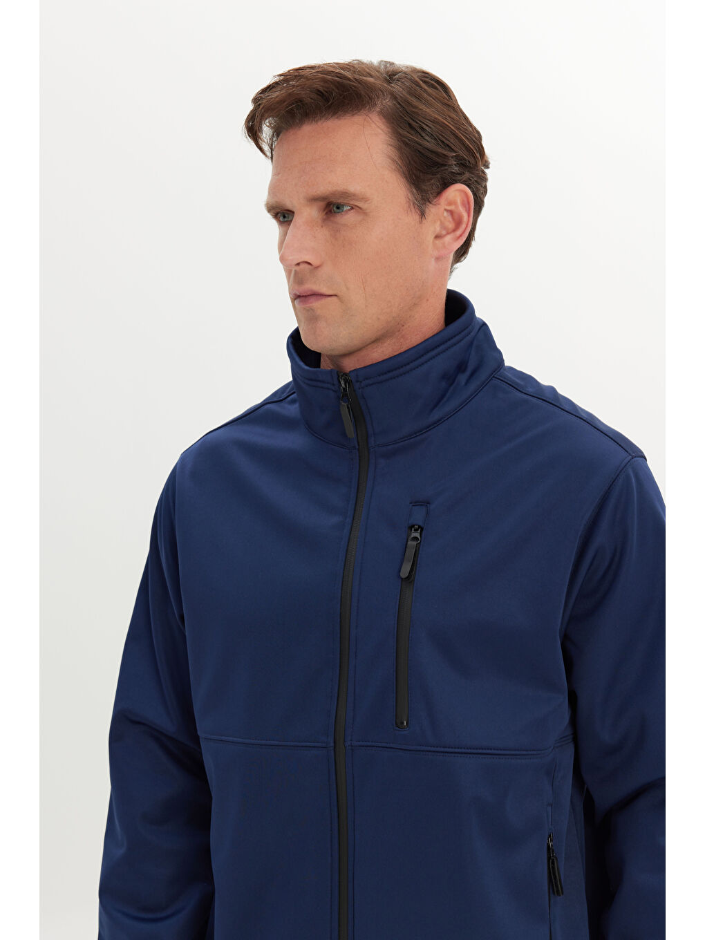 Erkek Lacivert Sıcak Tutan Comfort Fit Rahat Kesim Dik Yaka Mont-3