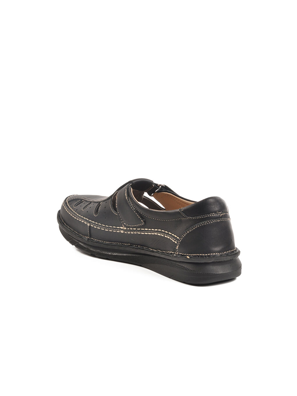 Siyah Hakiki Deri Erkek Cırtlı Casual Ayakkabı 2623 M-3