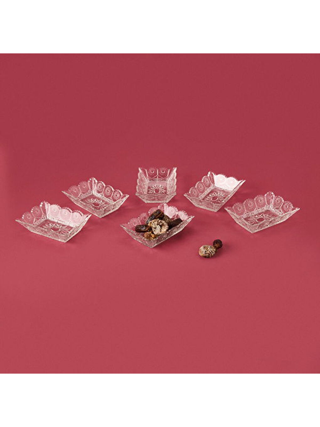 Renksiz 6'lı Dikdörtgen Çerezlik Seti - Şeffaf - 10 cm-2