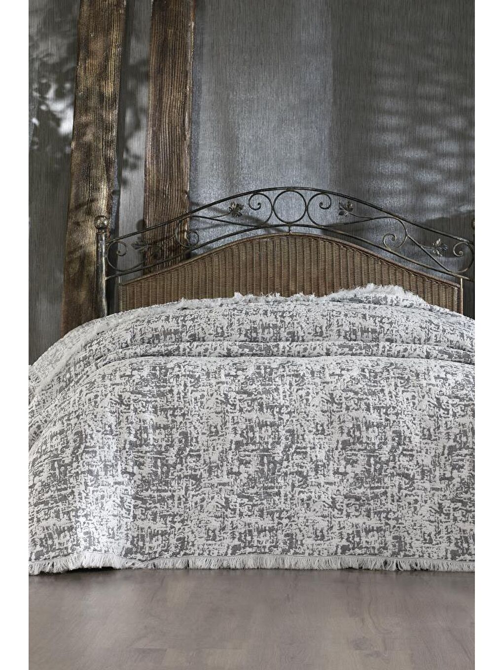 Puffy Pamuk Çift Kişilik Tek Battaniye 200x220 Antrasit