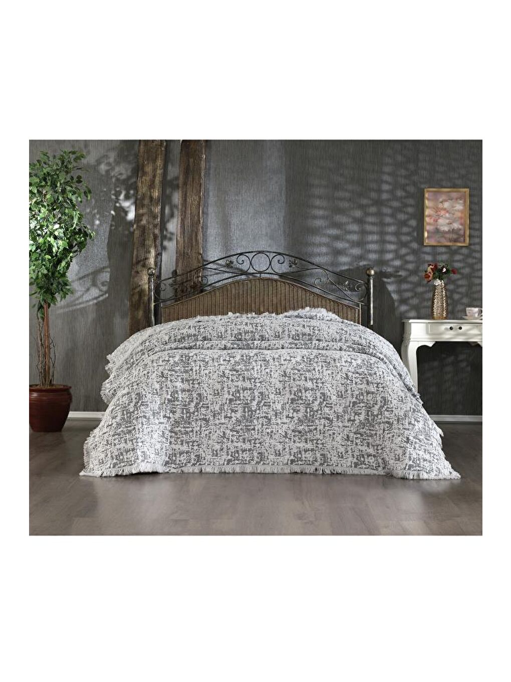 Puffy Pamuk Çift Kişilik Tek Battaniye 200x220 Antrasit-1