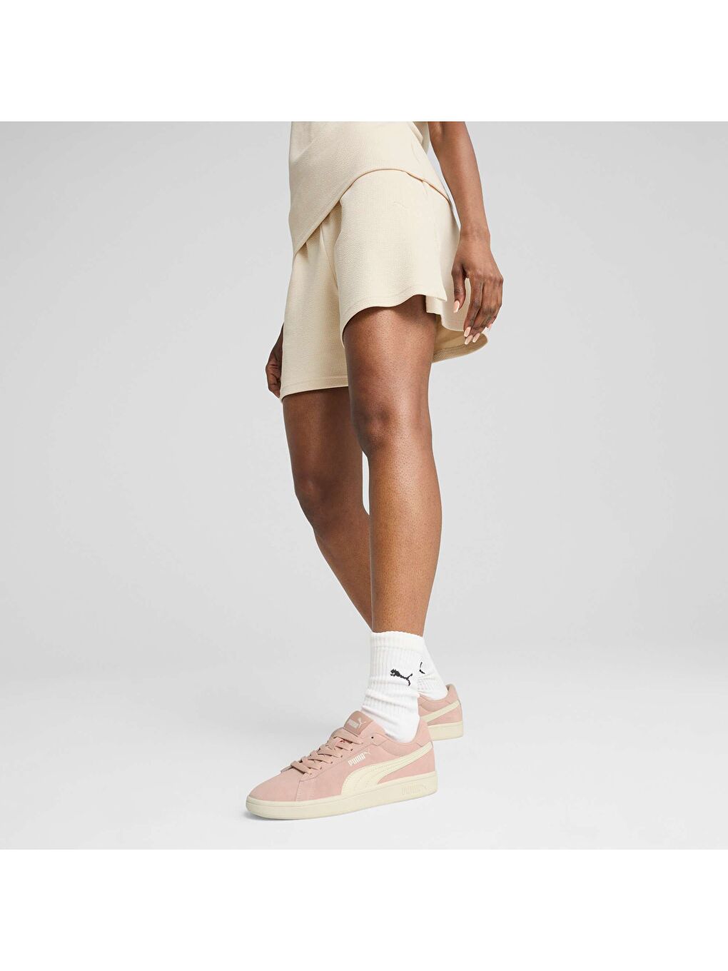 Beyaz HER Kadın Yüksek Bel Şort-4