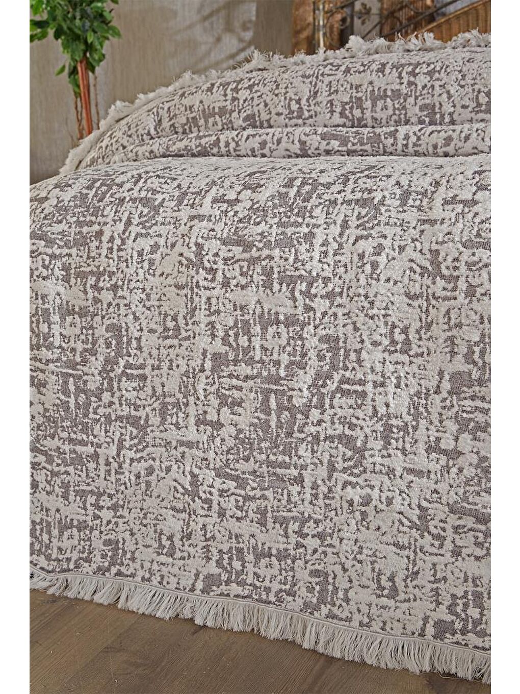 Puffy Pamuk Çift Kişilik Tek Battaniye 200x220 Antrasit-2