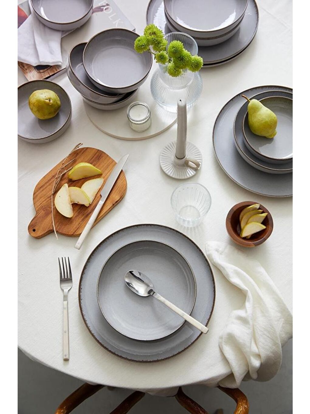 Moderna 18 Parça 6 Kişilik Yemek Takımı Gri