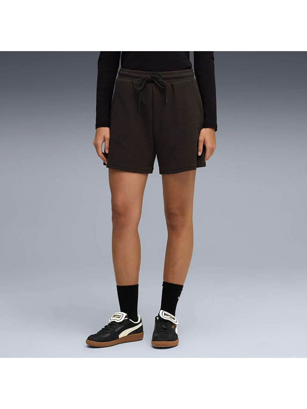 Siyah HER Kadın Yüksek Bel Şort-4