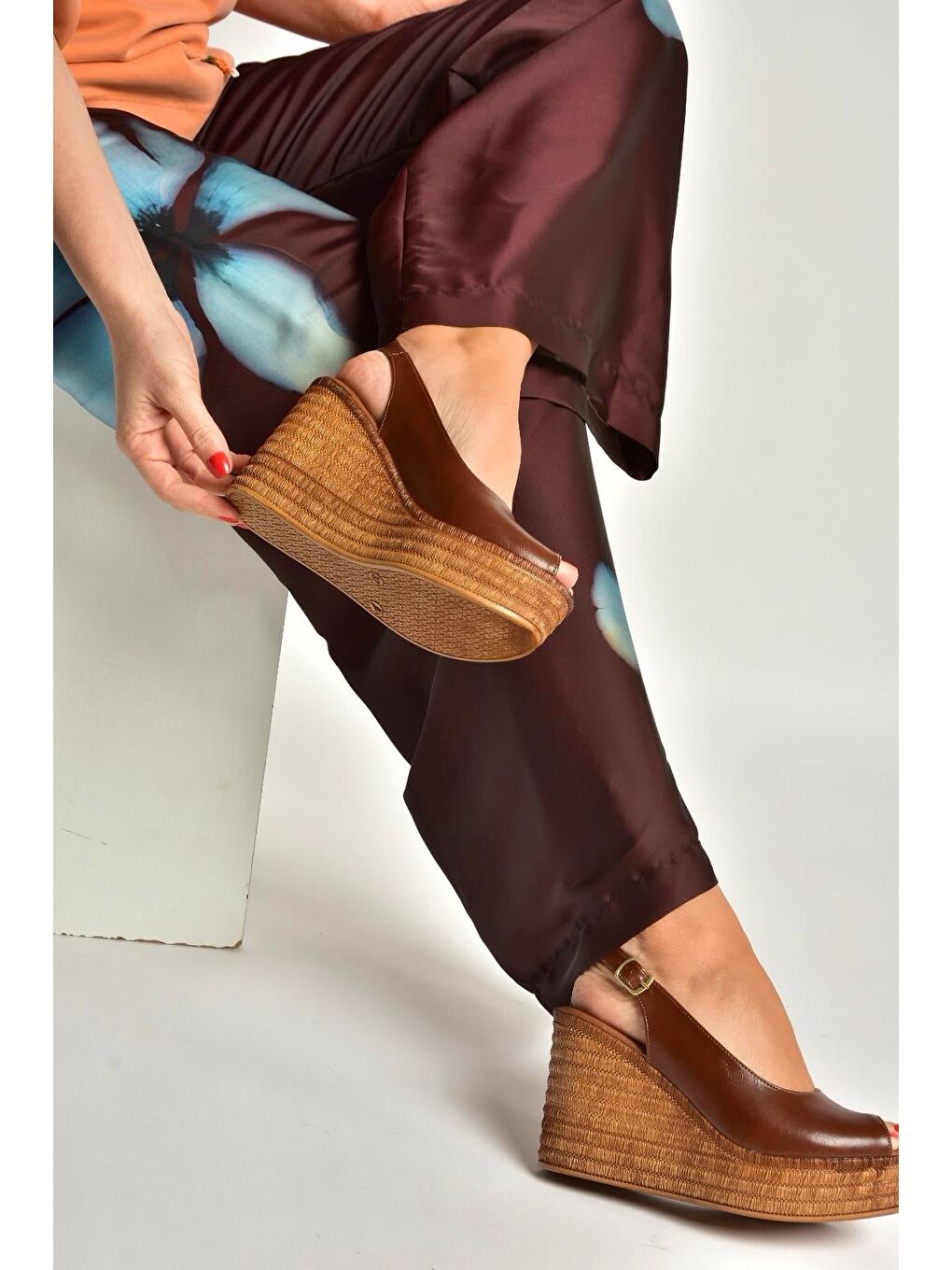 Kahverengi Taba Kadın Dolgu Topuklu Ayakkabı Y996553560-2