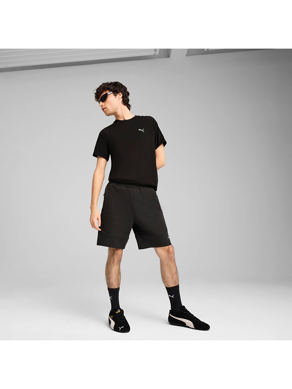 Siyah Erkek EVOSTRIPE 8" Şort-1