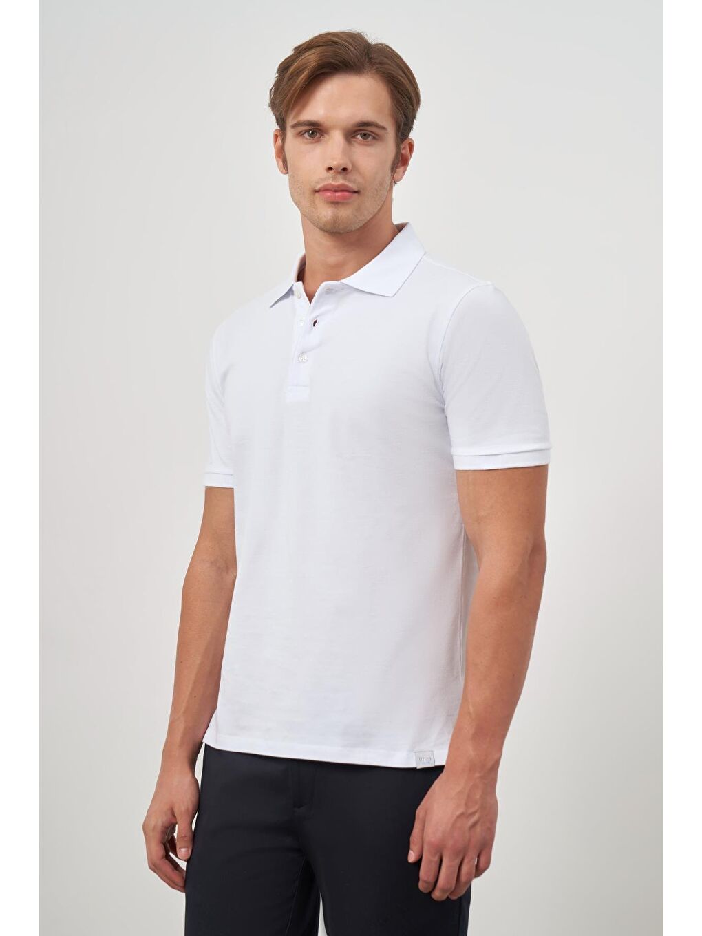 Beyaz Kısa Kol Düz Pike Polo Yaka Casual Slim Fit Tişört 1011240194-3