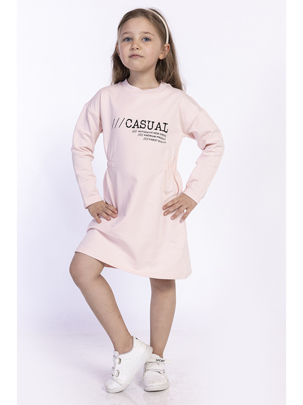 Pembe Kız Çocuk Baskılı Elbise