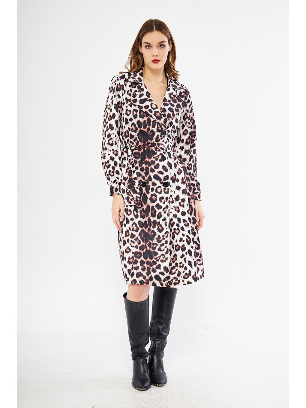 Ekru Astarsız Cepli Düğmeli Kuşaklı Yazlık Trenç-2