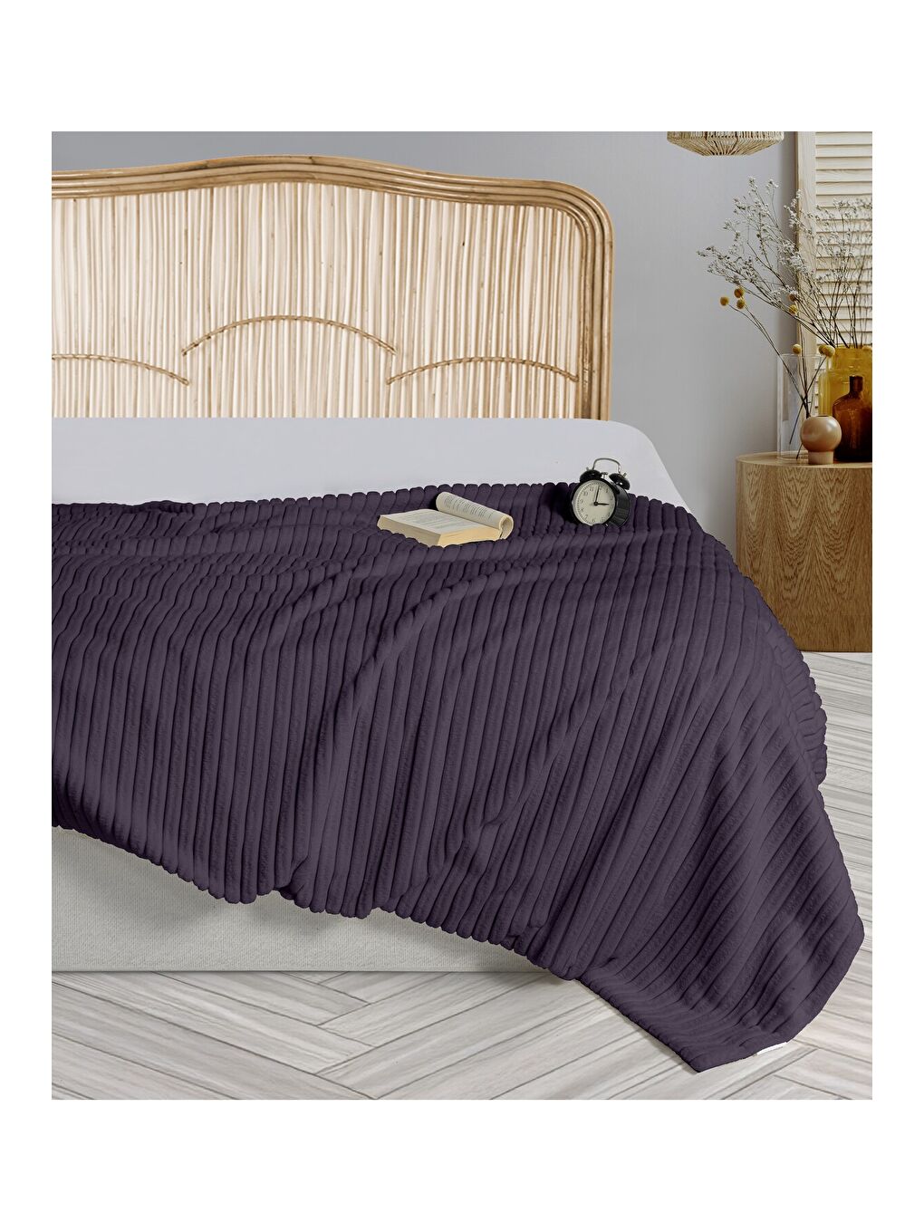 Wellsoft Fitilli Battaniye 150x220 Kül Moru