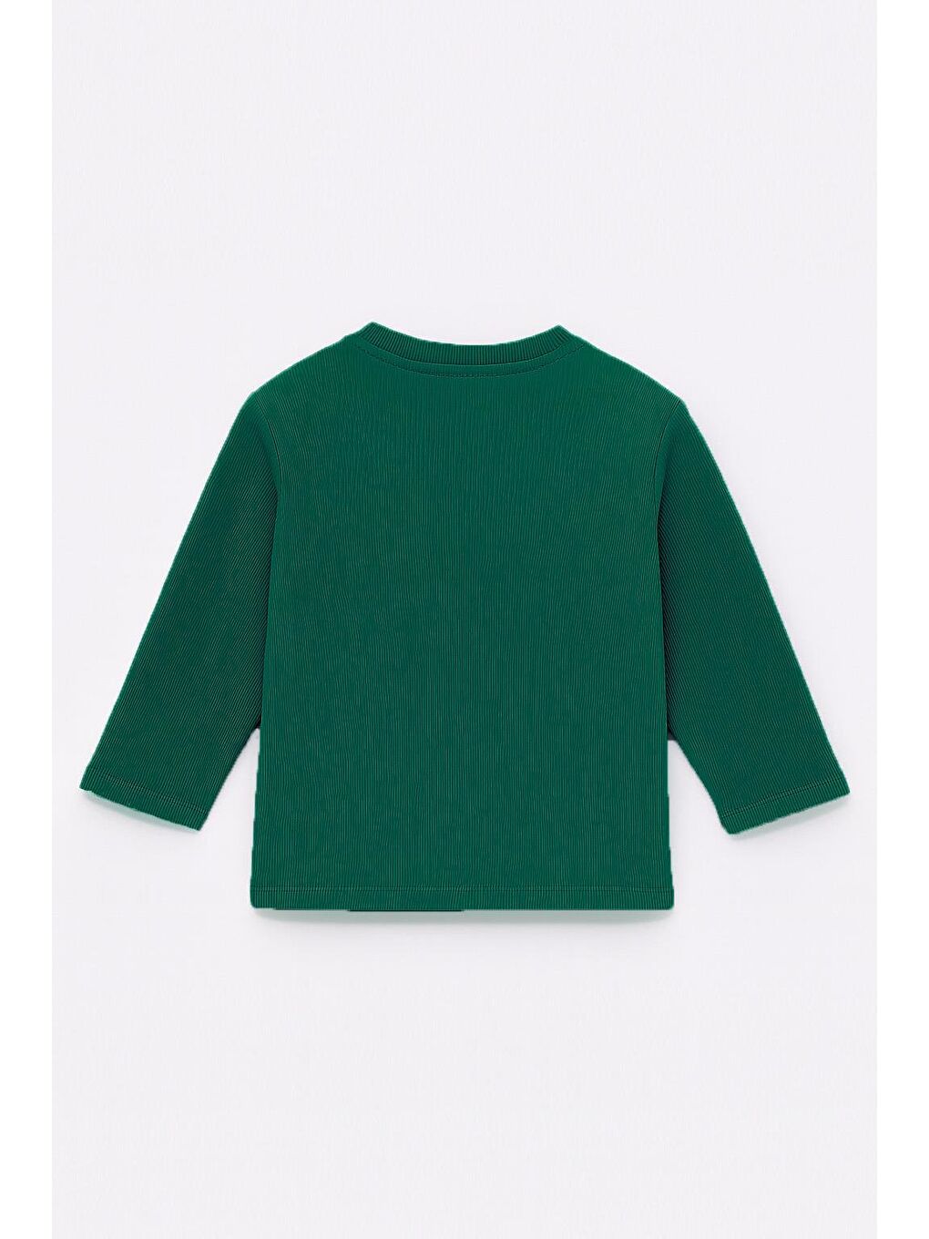 Yeşil Unisex Çocuk Happiness Nakışlı Cepli Fitilli Kaşkorse Tişört-1