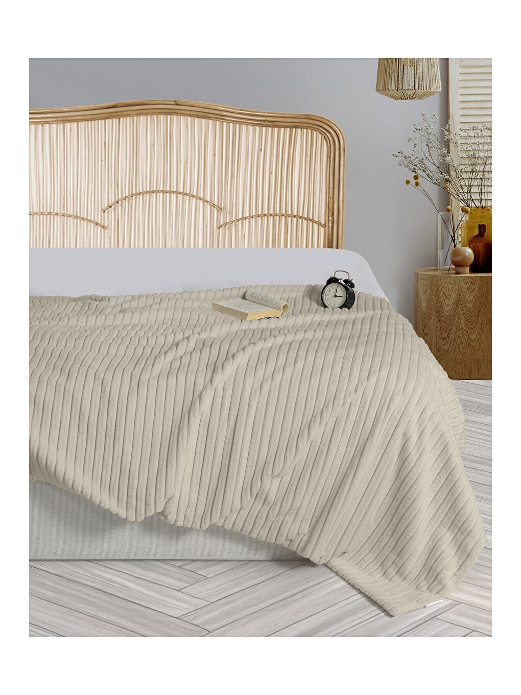 Ekru Wellsoft Fitilli Battaniye 150x220