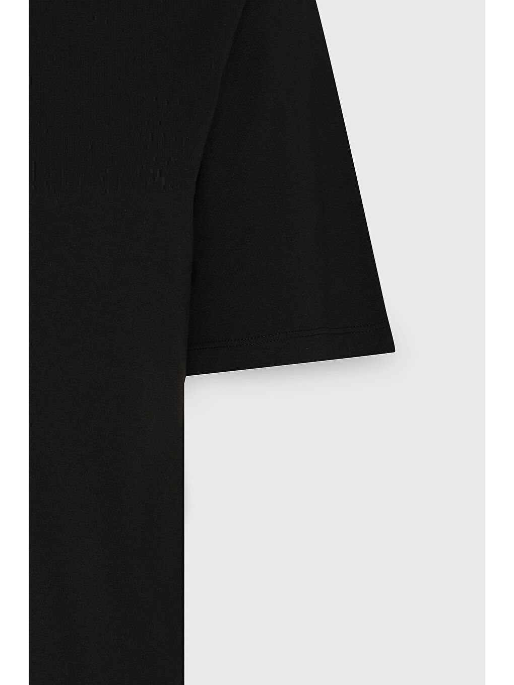 Siyah Erkek Oversize %100 Pamuk Bol Kesim Bisiklet Yaka Baskılı Tişört-7