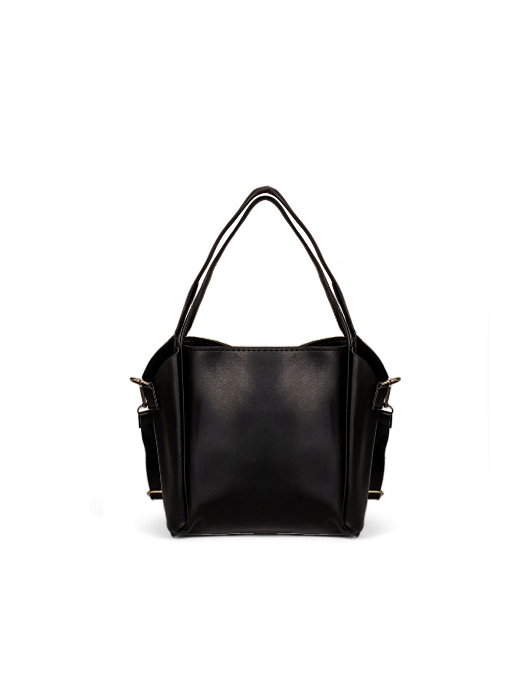 Kadın Siyah Orta Boy Suni Deri Askılı El ve Omuz Çantası