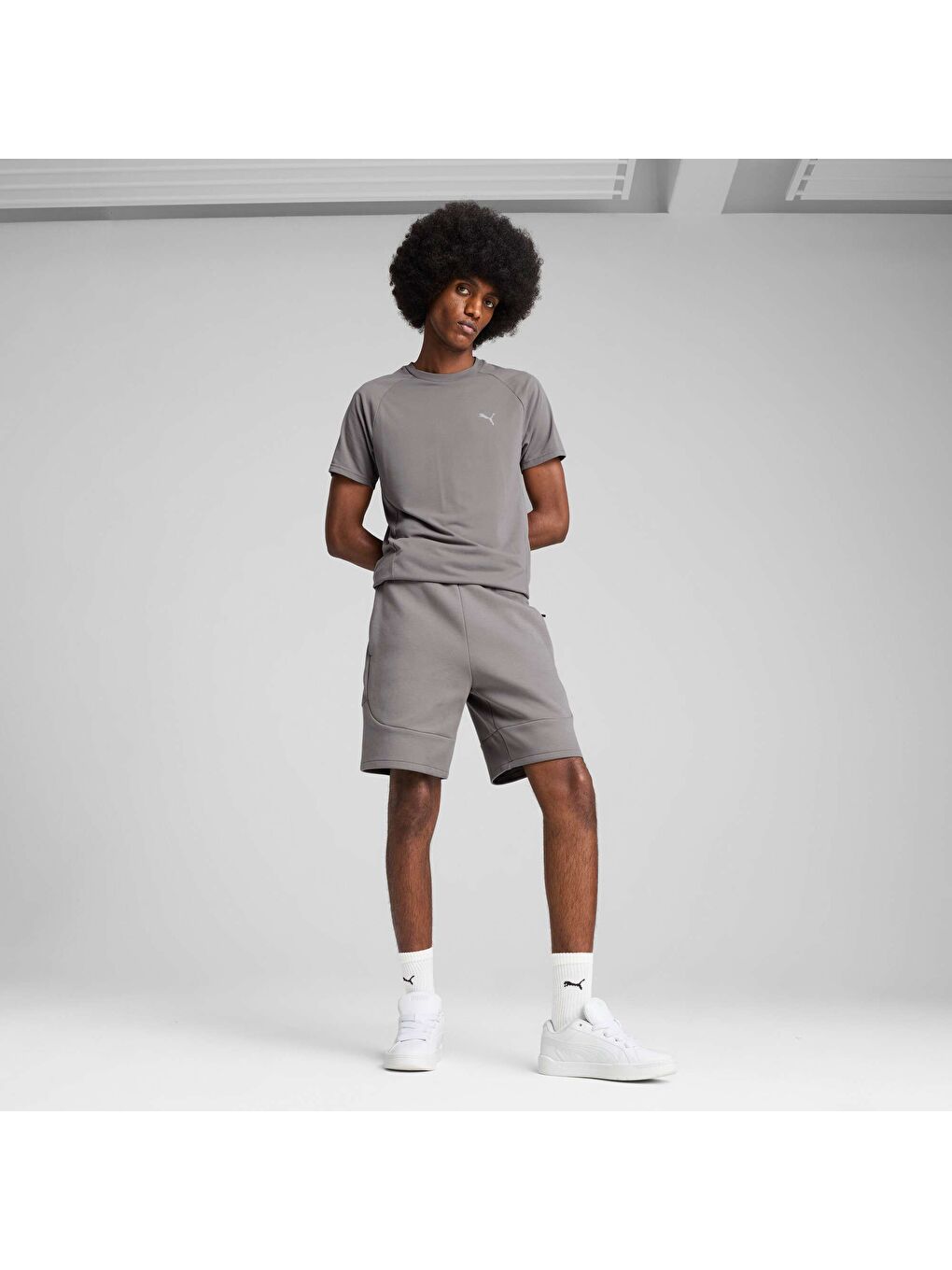 Gri Erkek EVOSTRIPE 8" Şort-1