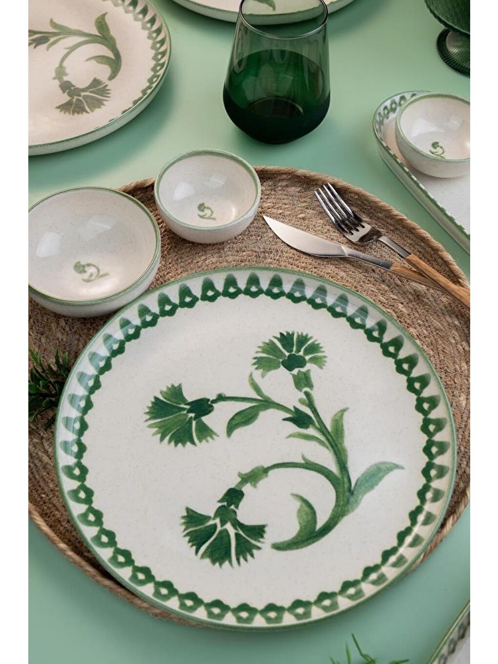 14 Parça 6 Kişilik Kahvaltı Takımı Ottoman Elegance Yeşil - 2-1