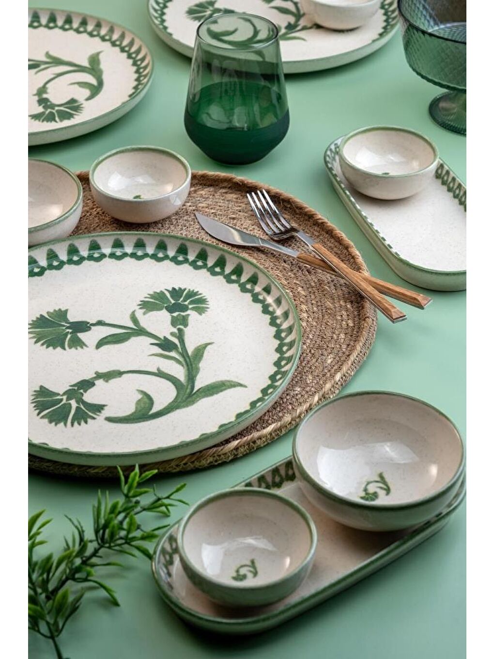 14 Parça 6 Kişilik Kahvaltı Takımı Ottoman Elegance Yeşil - 2-2