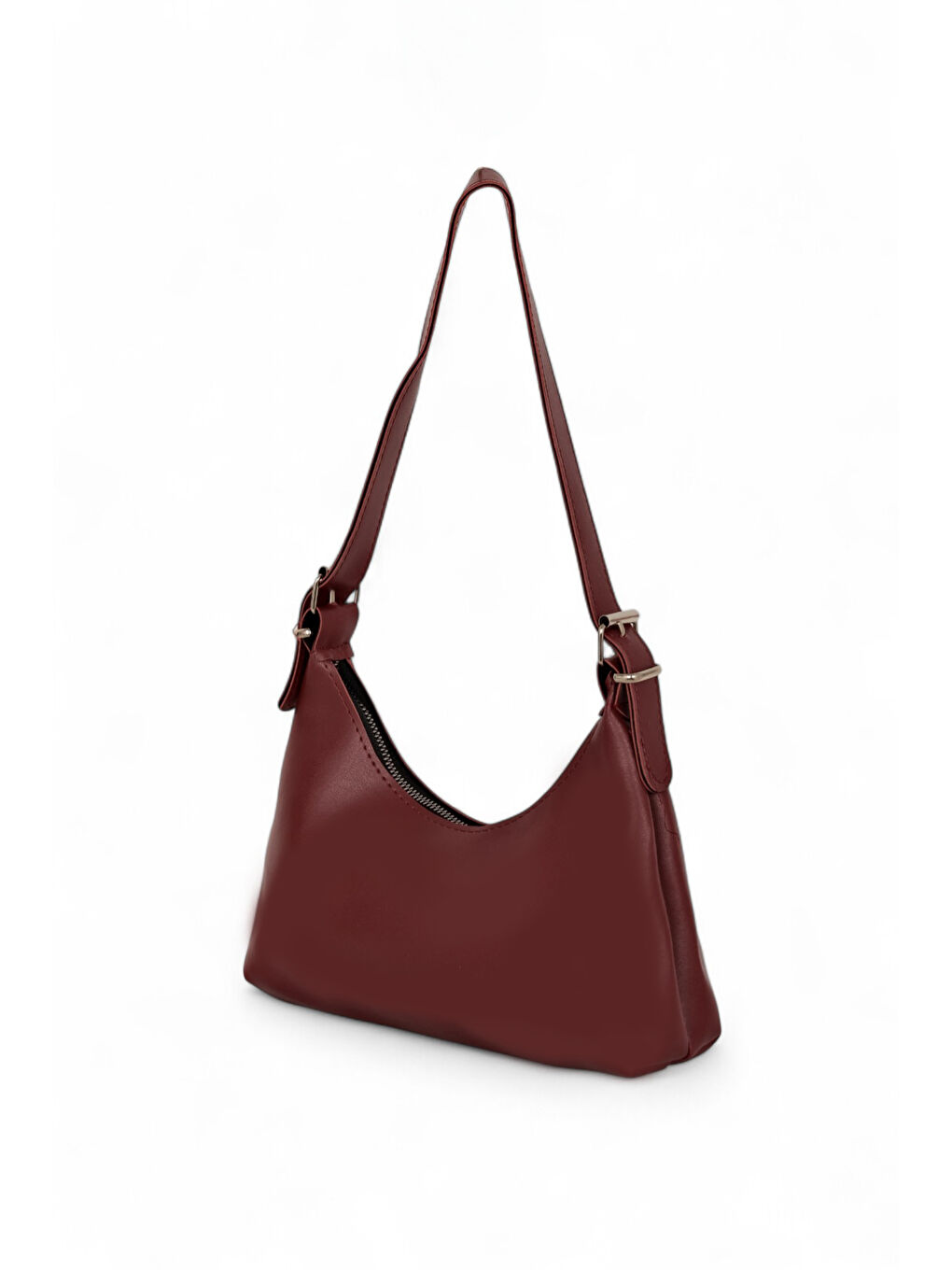 Kadın Bordo Suni Deri Baget El ve Omuz Çantası-1