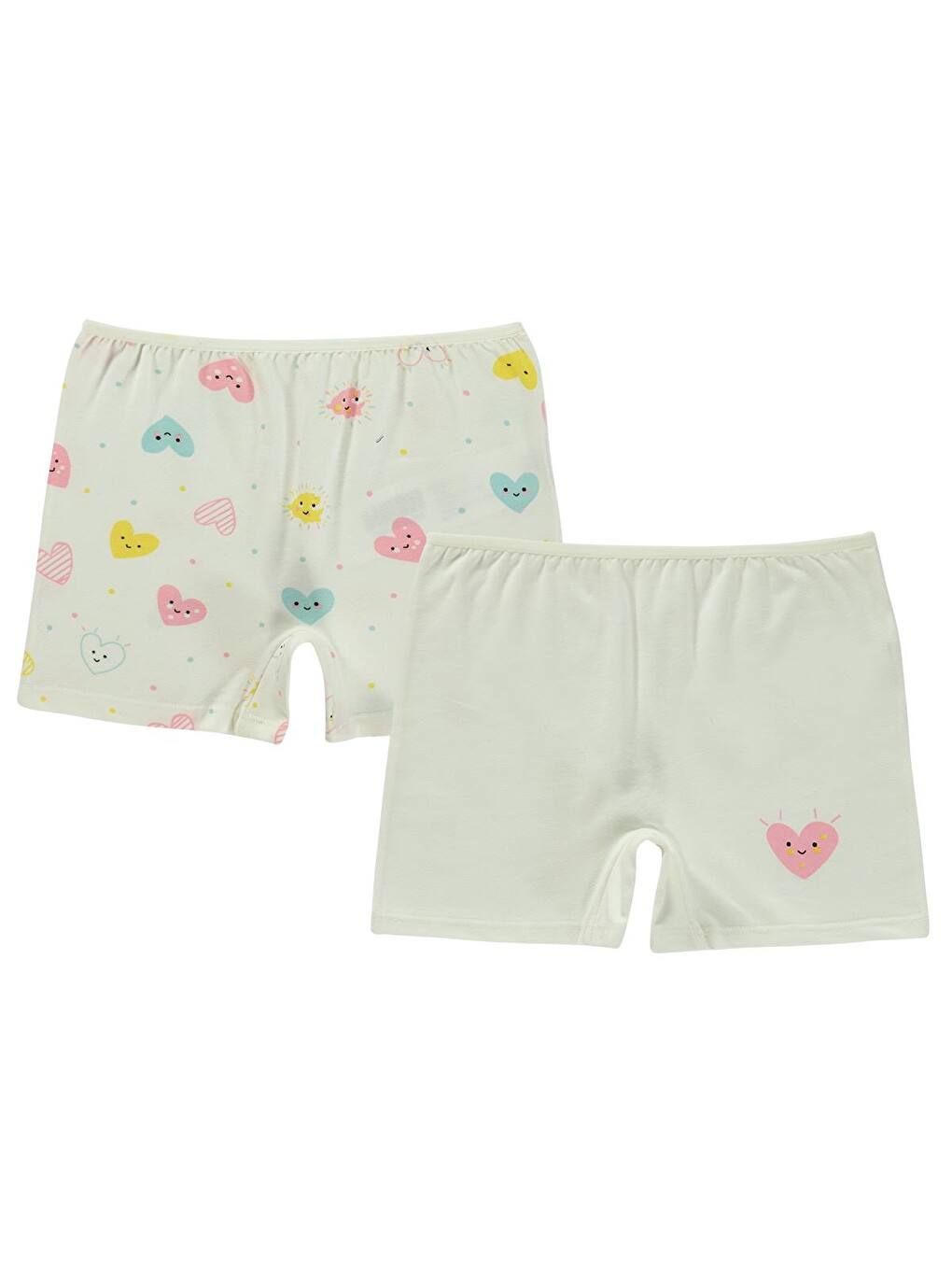 Beyaz Girls Kalp 2-12 Yaş Kız Çocuk 2'li Boxer - Standart