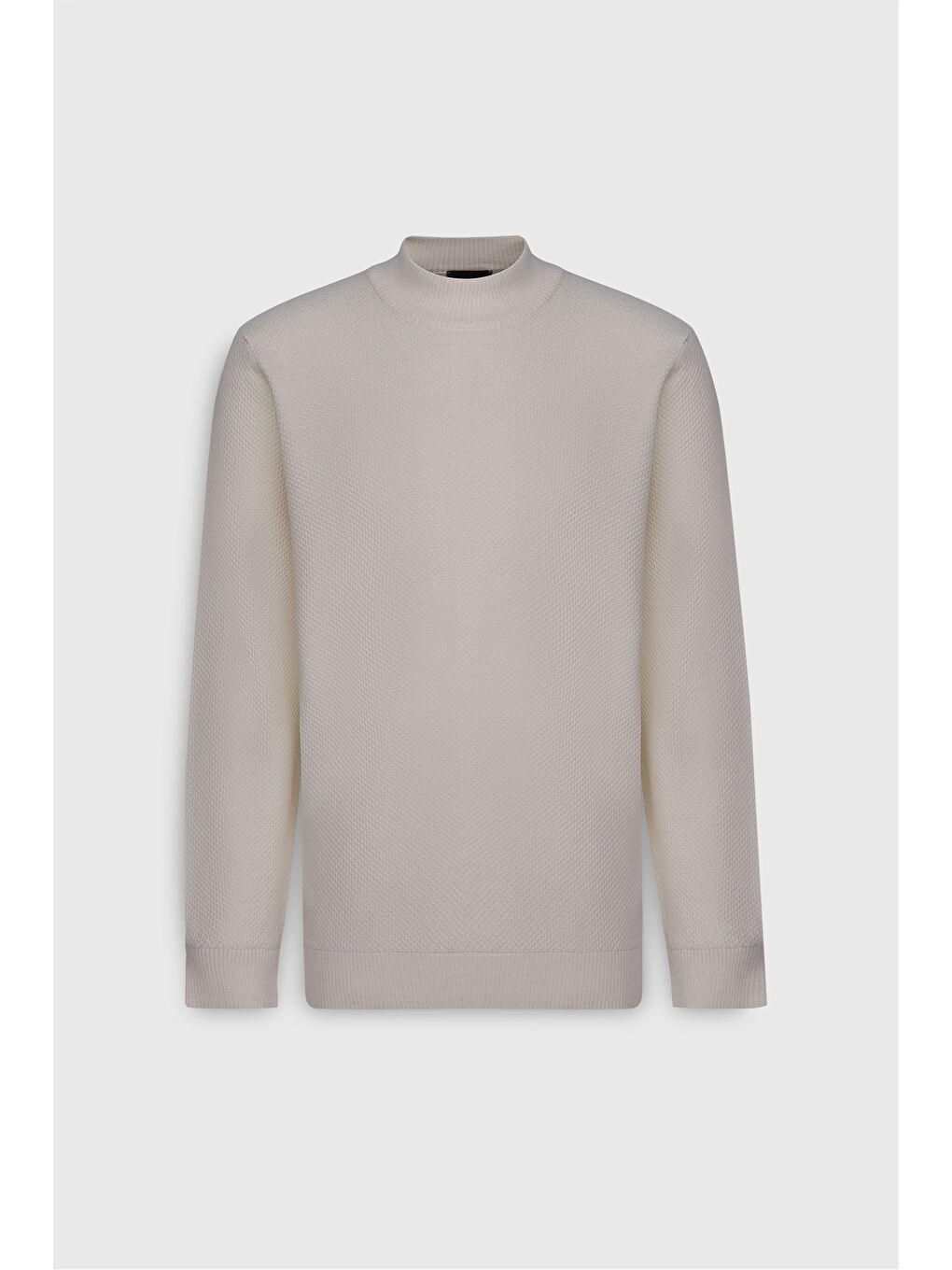 Erkek Ekru Sıcak Tutan Standart Fit Normal Kesim Yarım Balıkçı Yaka Yünlü Triko Kazak-6