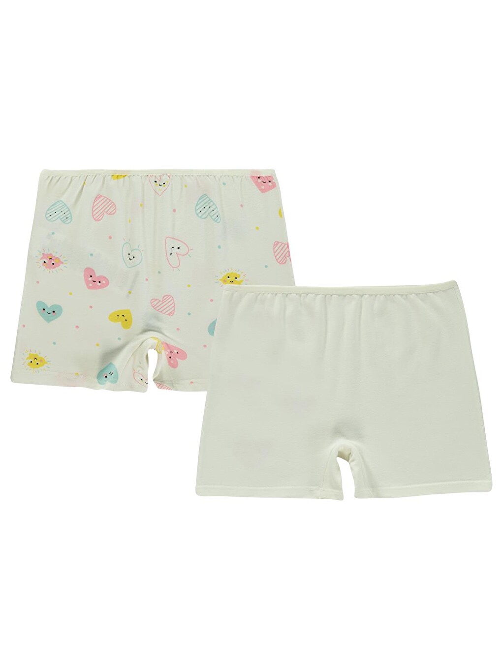Beyaz Girls Kalp 2-12 Yaş Kız Çocuk 2'li Boxer - Standart-3