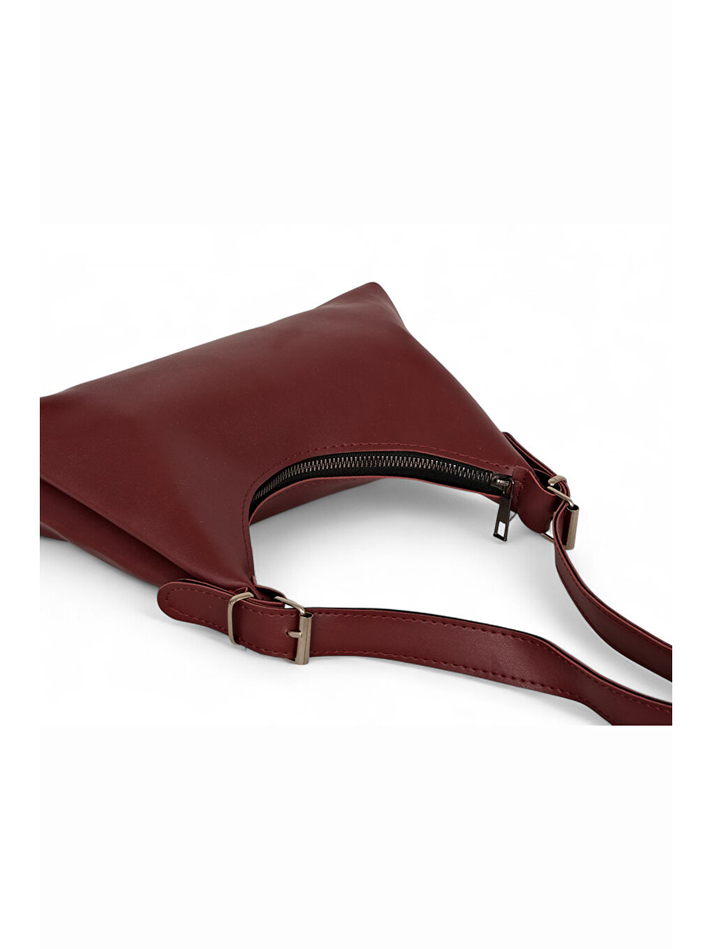 Kadın Bordo Suni Deri Baget El ve Omuz Çantası-3