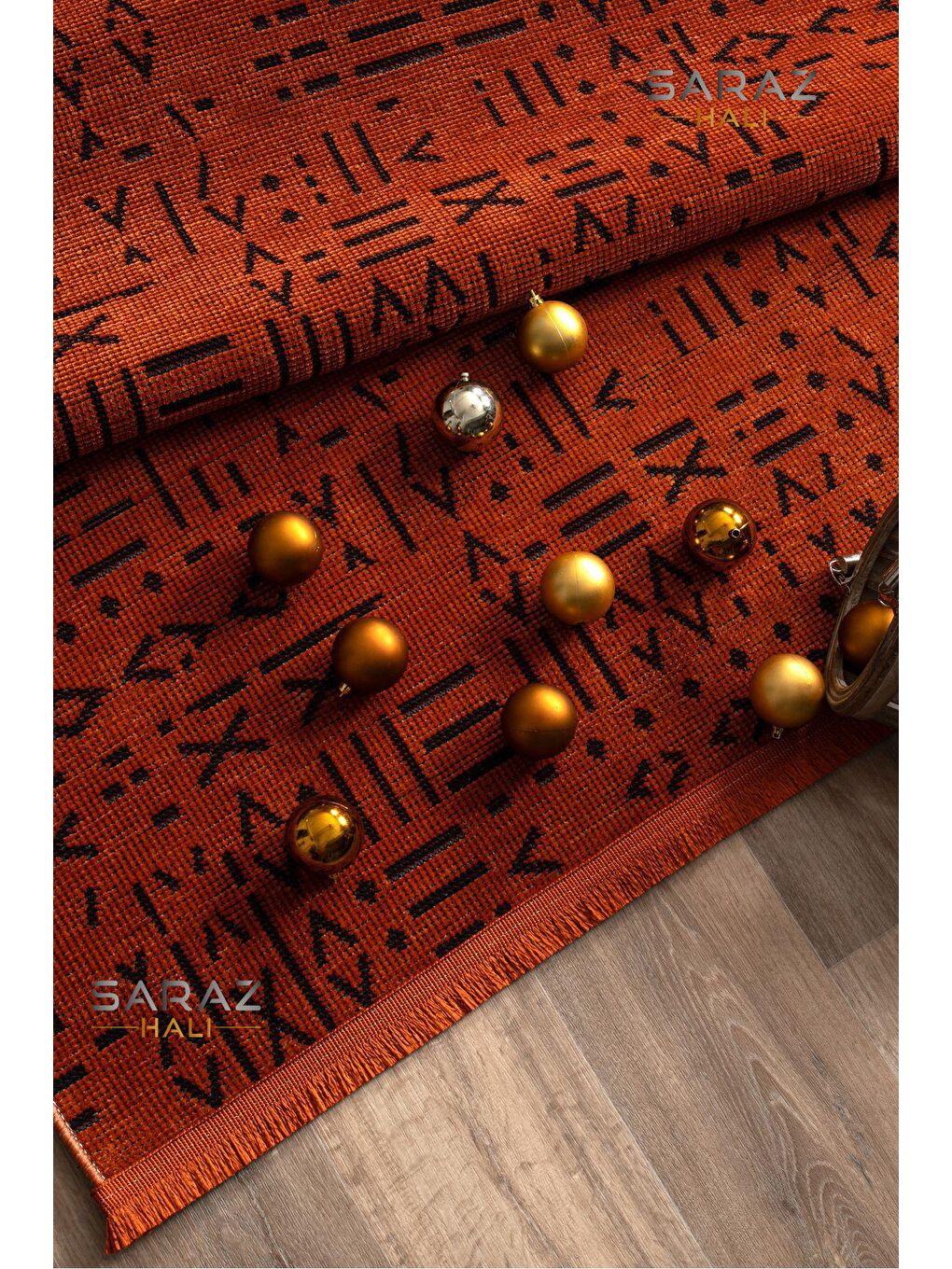 Kahverengi İskandinav Saçaklı Kaymaz Kilim Kiremit 80x150-1