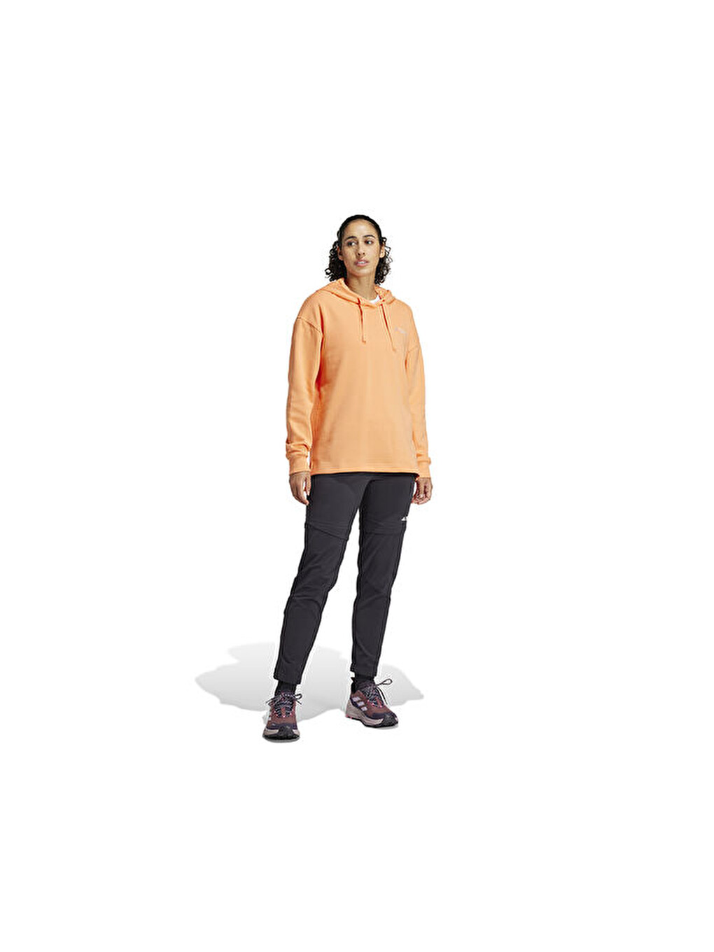 W Tx Logo Hoody Kadın Outdoor Sweatshirts Is7227 Turuncu-4