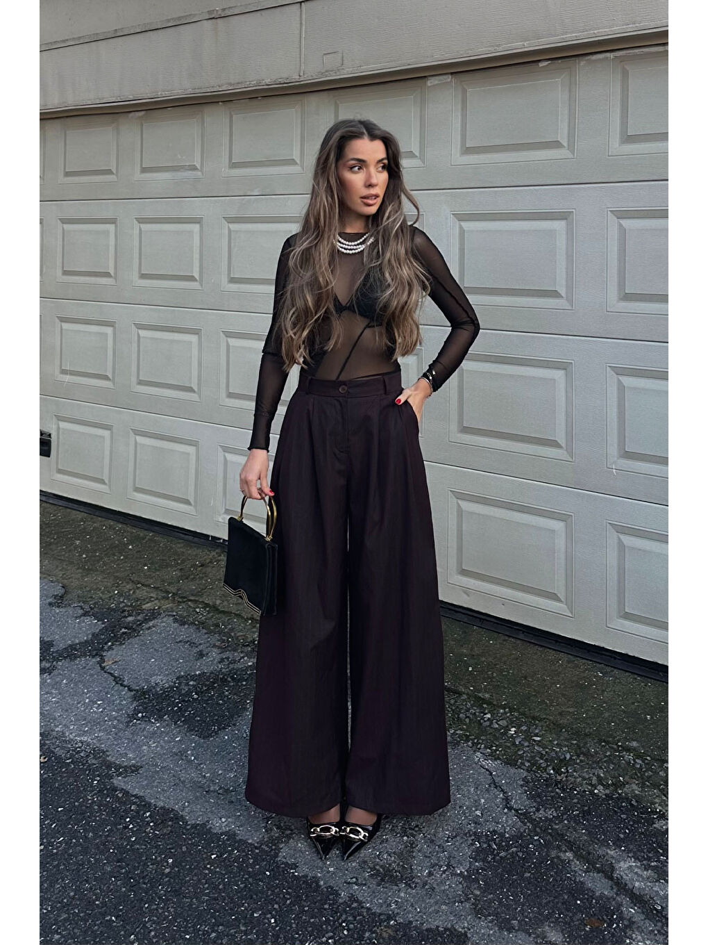 Bordo Pileli Palazzo Pantolon 5KXK5-49076-05-1