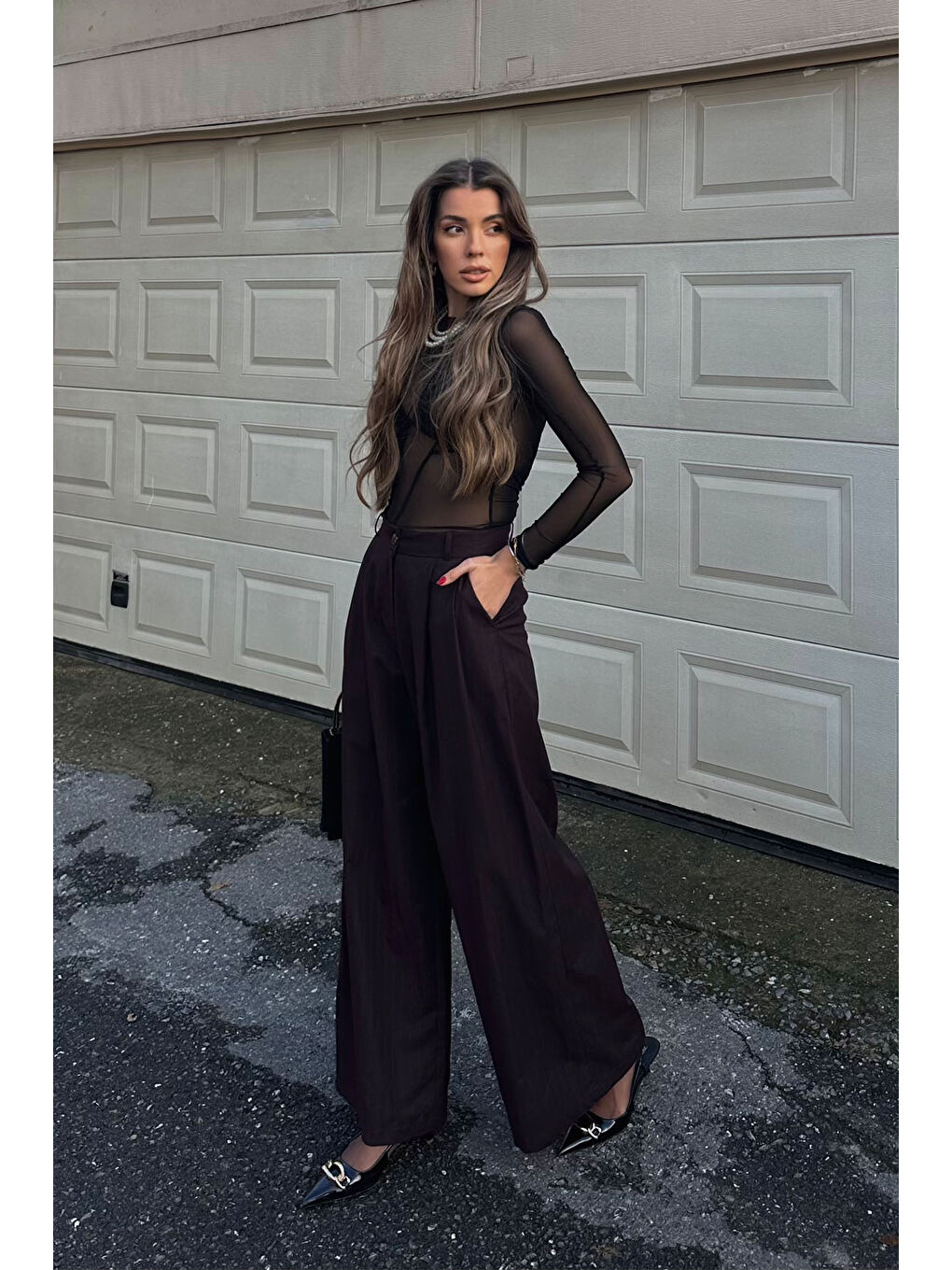 Bordo Pileli Palazzo Pantolon 5KXK5-49076-05-3