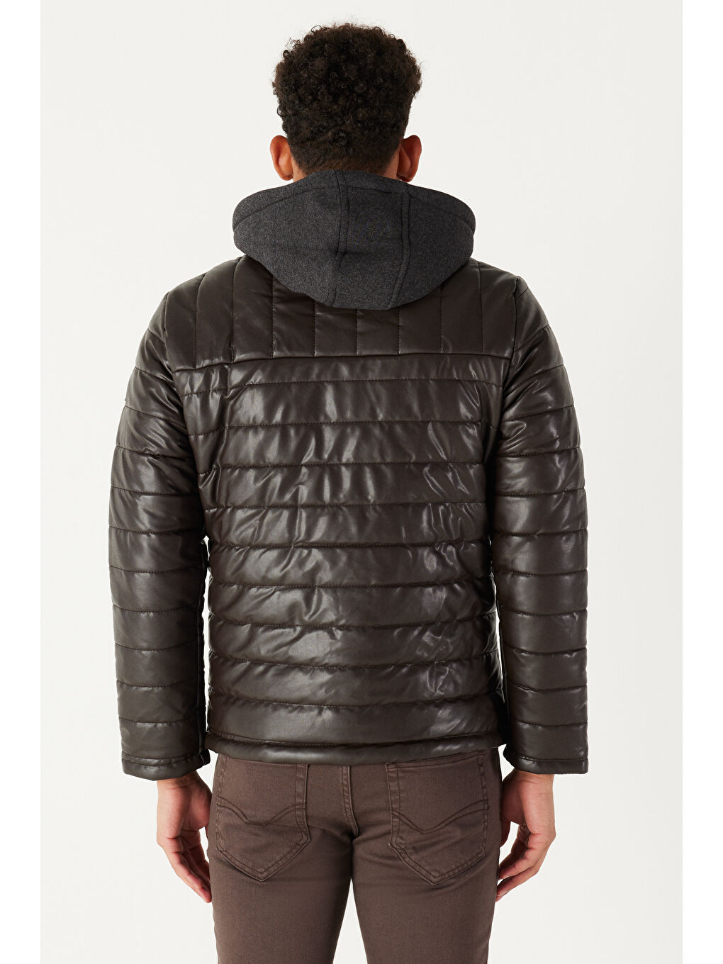 Erkek Kahverengi Standart Fit Normal Kesim Çıkarılabilir Kapüşonlu Mont-1