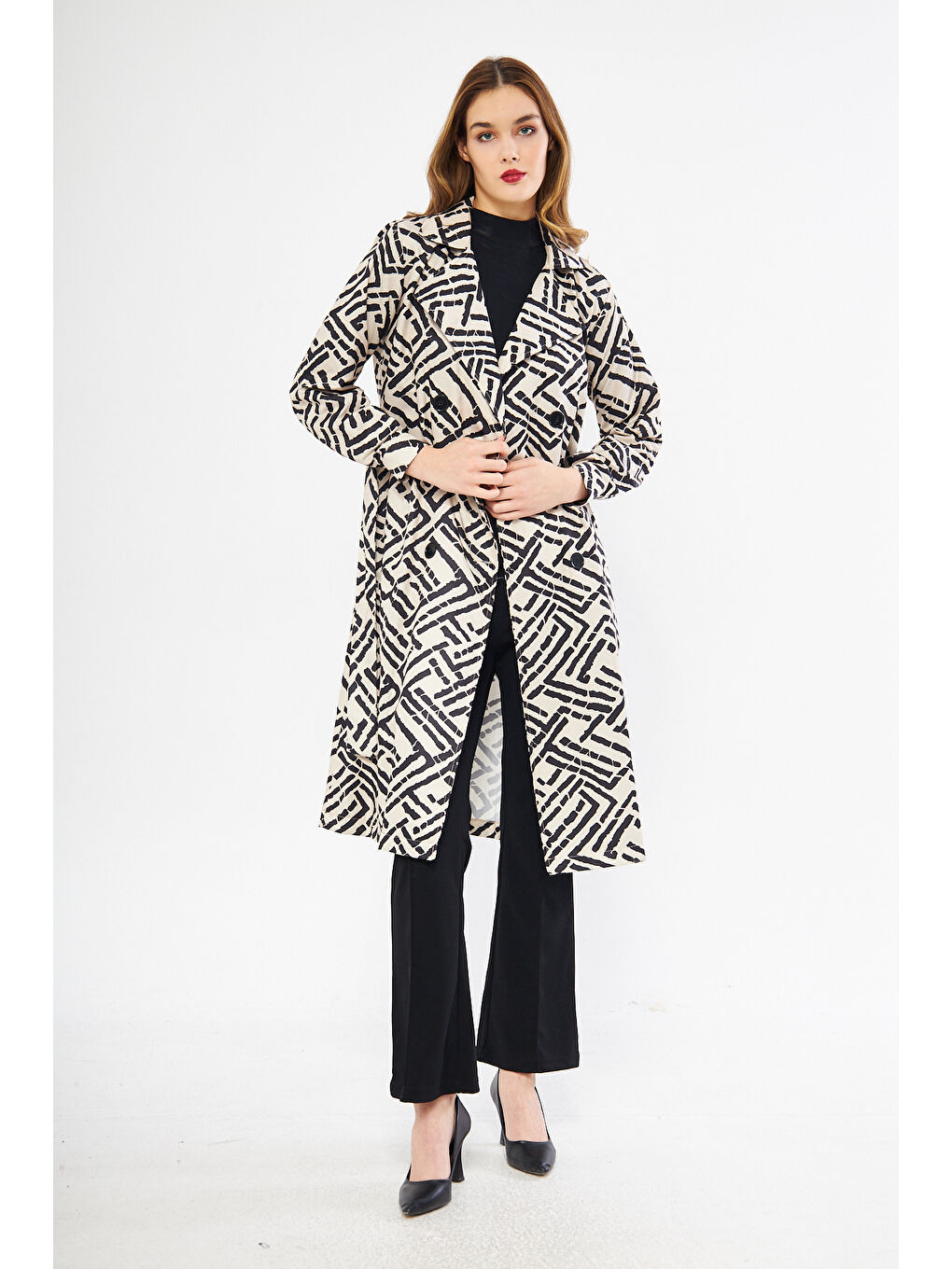 Ekru Astarsız Cepli Düğmeli Kuşaklı Yazlık Trenç