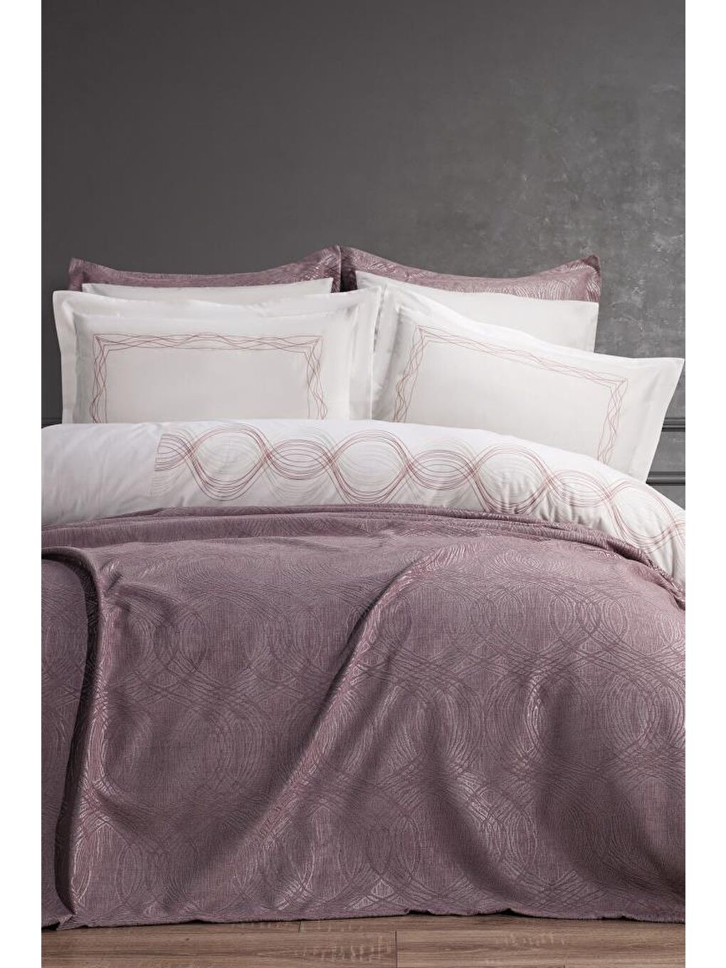 Pembe Aren Gelin Seti 7 Parça Pudra