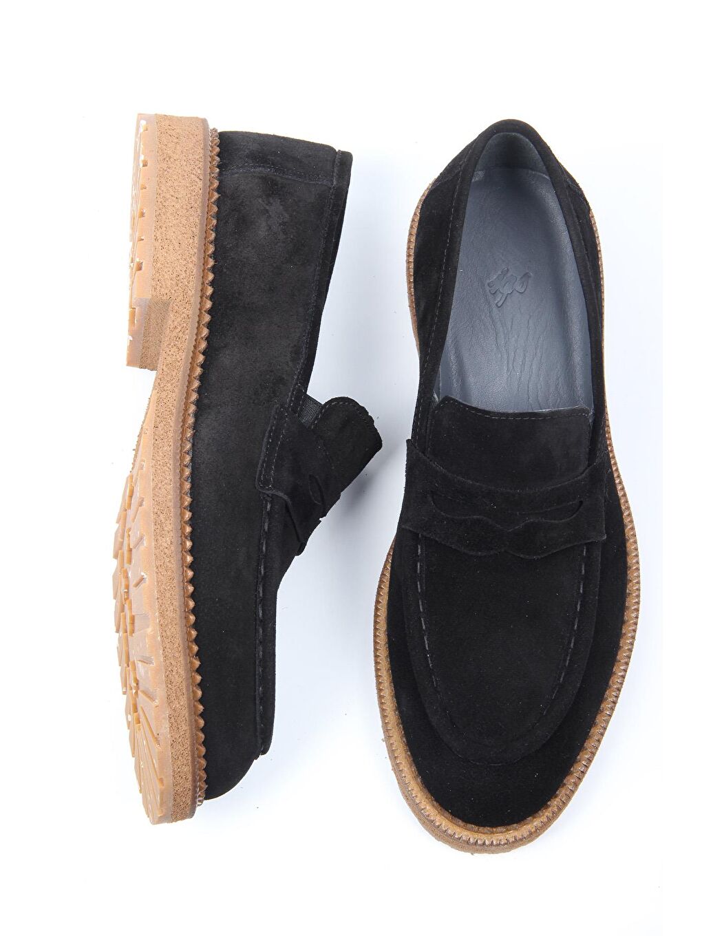 Siyah Süet Görünümlü Loafer Erkek Ayakkabı Kalın Taban Günlük Model-2