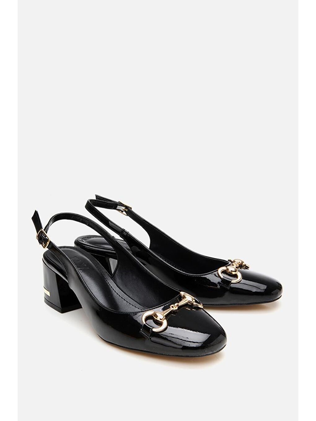 Kadın Rugan Siyah Tokalı Arkası Açık Topuklu Ayakkabı-4