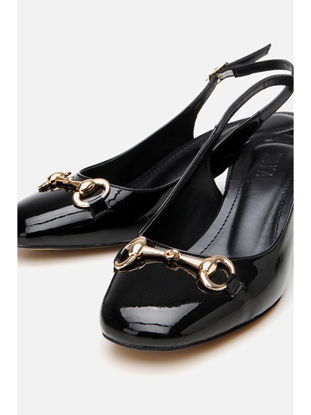 Kadın Rugan Siyah Tokalı Arkası Açık Topuklu Ayakkabı-5