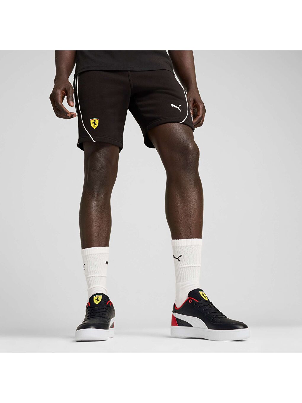 Siyah Scuderia Ferrari Race Erkek Şort-6